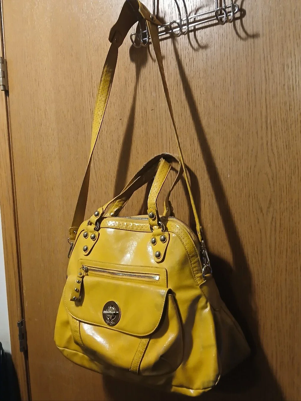 Jessica Simpson Yellow Faux Leather Satchel Crossbody Bag Vintage Style